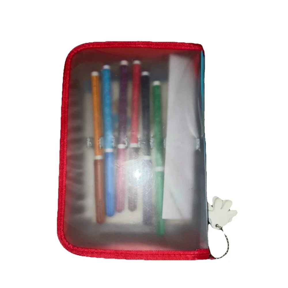Vintage Mickey Mouse Disney Pencil‎ Case Stationary Kit Zipper *flaw